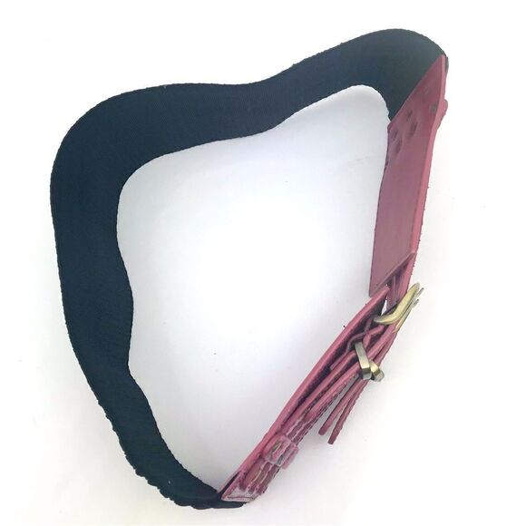 Red And Black Reptile Triple Buckle Corset Belt - Picture 6 of 8